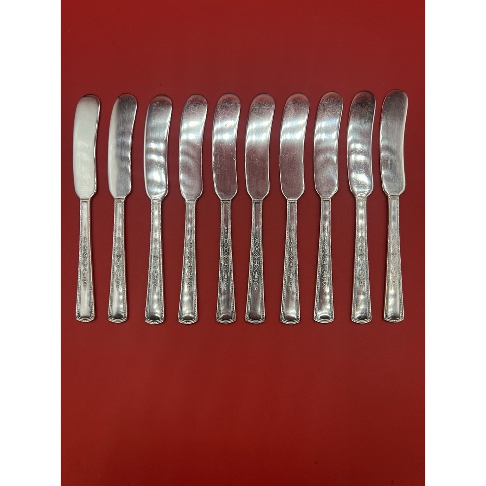 Vintage Rogers Cutlery Co. RCCO A1 Silver Plate Butter Spreader 10pc Set